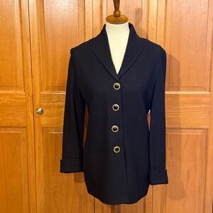 St John Collection Black Button-Front Blazer Jacket